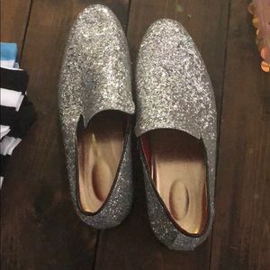 Silver glitter loafers